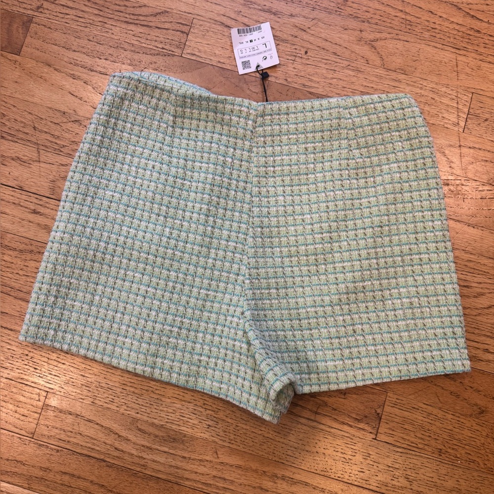 NWT Zara Green Tweed Skort L - Picture 5 of 5
